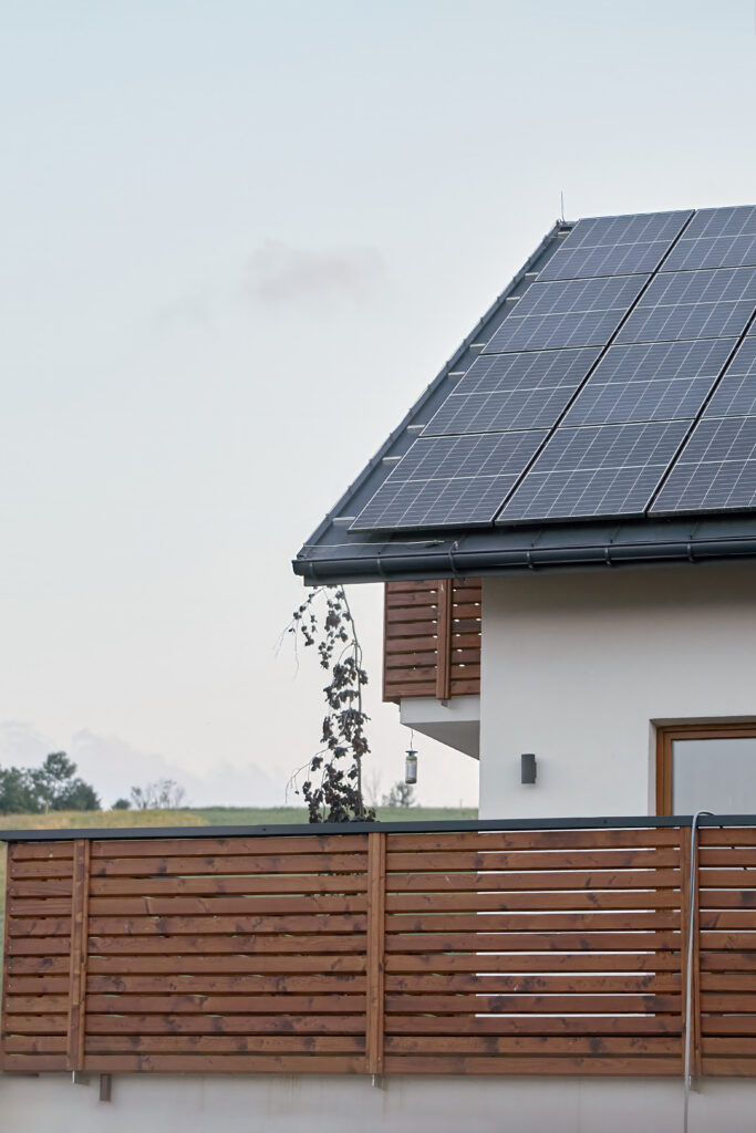 Solar energy panels mounted on rooftop